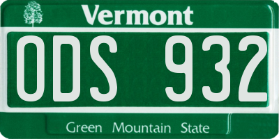VT license plate ODS932