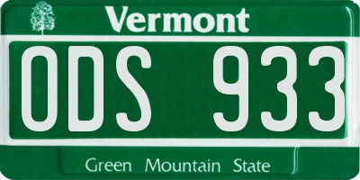 VT license plate ODS933
