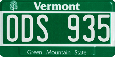 VT license plate ODS935