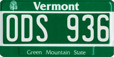 VT license plate ODS936