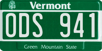 VT license plate ODS941