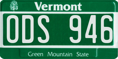 VT license plate ODS946