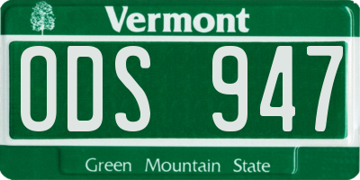 VT license plate ODS947