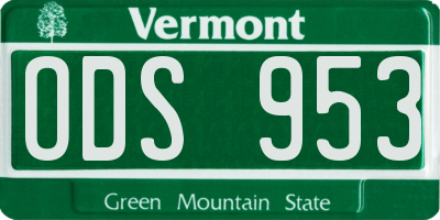 VT license plate ODS953