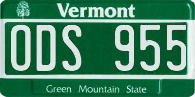 VT license plate ODS955