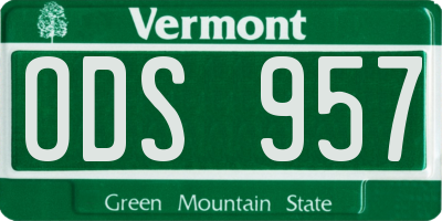 VT license plate ODS957
