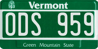 VT license plate ODS959