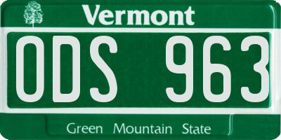VT license plate ODS963