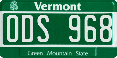 VT license plate ODS968