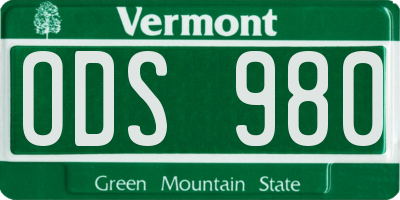 VT license plate ODS980