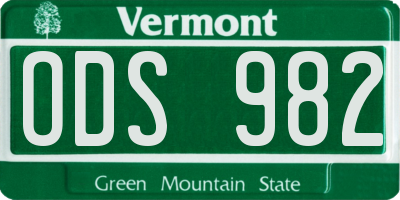 VT license plate ODS982