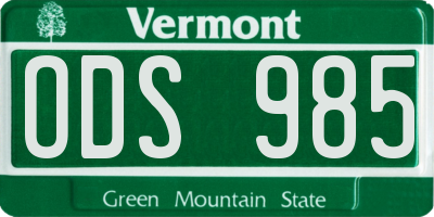 VT license plate ODS985