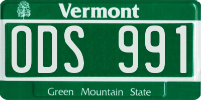 VT license plate ODS991