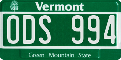 VT license plate ODS994