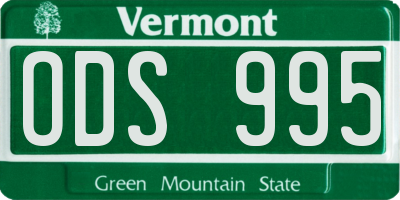 VT license plate ODS995
