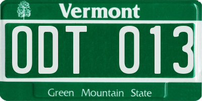 VT license plate ODT013