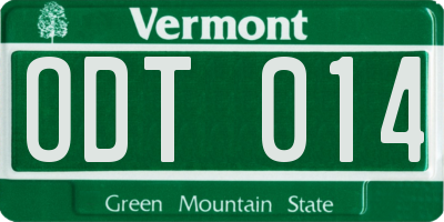 VT license plate ODT014