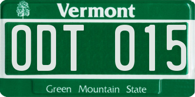 VT license plate ODT015