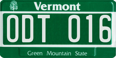 VT license plate ODT016
