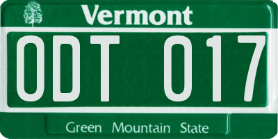 VT license plate ODT017