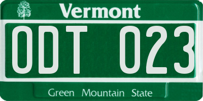 VT license plate ODT023