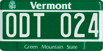 VT license plate ODT024