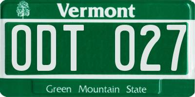 VT license plate ODT027