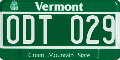 VT license plate ODT029