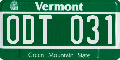 VT license plate ODT031