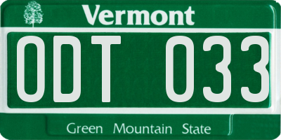 VT license plate ODT033