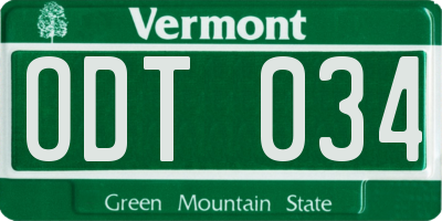 VT license plate ODT034