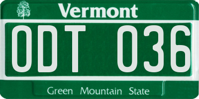 VT license plate ODT036