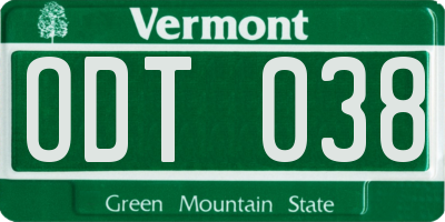 VT license plate ODT038
