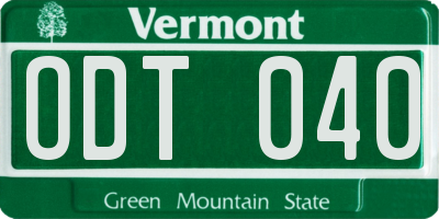 VT license plate ODT040