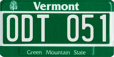 VT license plate ODT051
