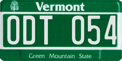 VT license plate ODT054