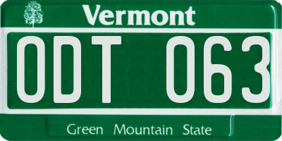 VT license plate ODT063