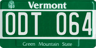 VT license plate ODT064