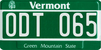 VT license plate ODT065