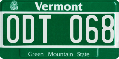 VT license plate ODT068