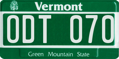 VT license plate ODT070