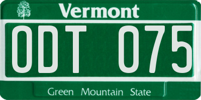 VT license plate ODT075