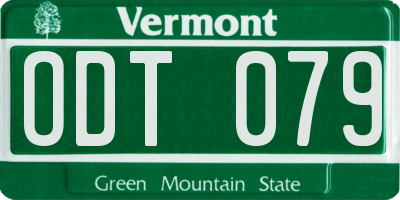 VT license plate ODT079