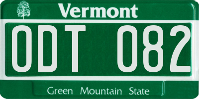 VT license plate ODT082