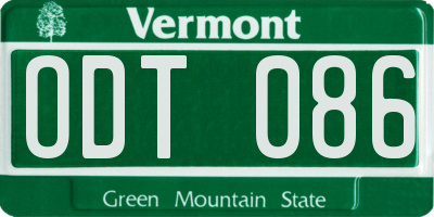VT license plate ODT086