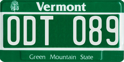 VT license plate ODT089