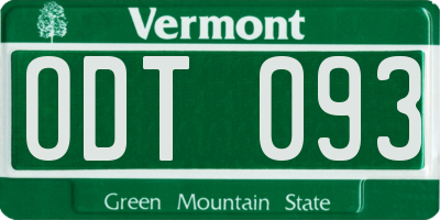 VT license plate ODT093