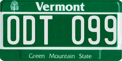 VT license plate ODT099
