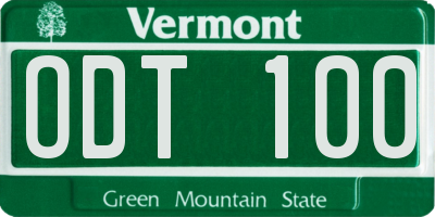 VT license plate ODT100