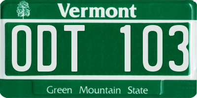 VT license plate ODT103